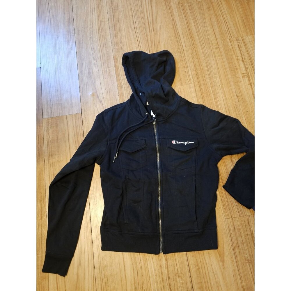 Champion Zipper Up Hoodie Jacket Black Womens Size XS